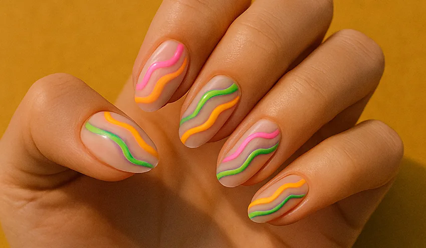 Színes hullámvonalak – “wave nails”