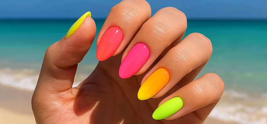 Neon körömötletek nyárra – Tengerparti trendek, amik ragyognak