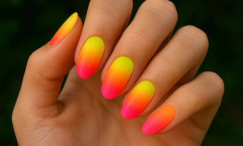 Ombre neon körmök