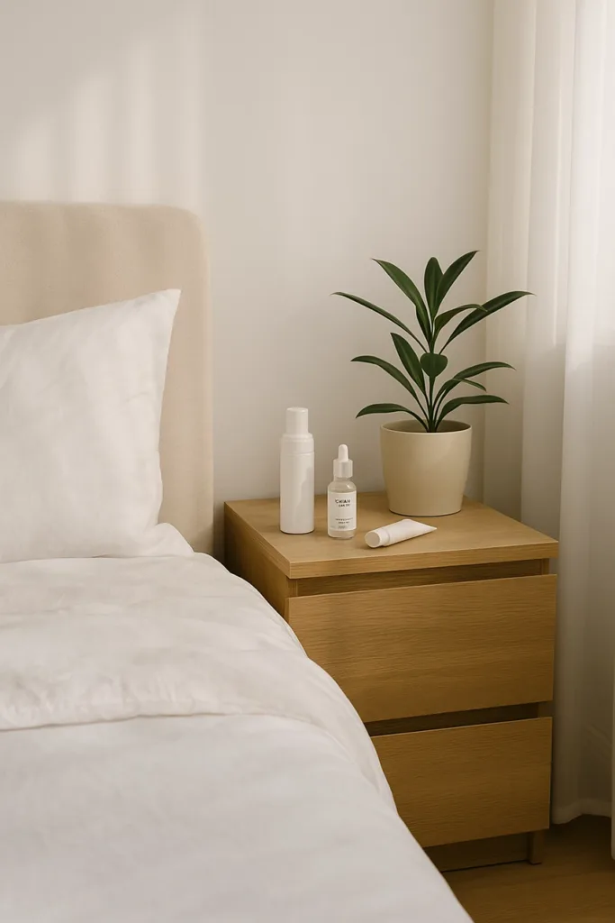 bőrápolás alvás közben – hálószoba és kozmetikumok