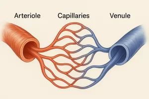 Mikrokeringés ábrája kapilláris hálózattal