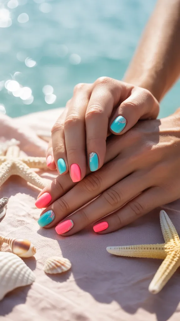 neon ombre nails nyárra