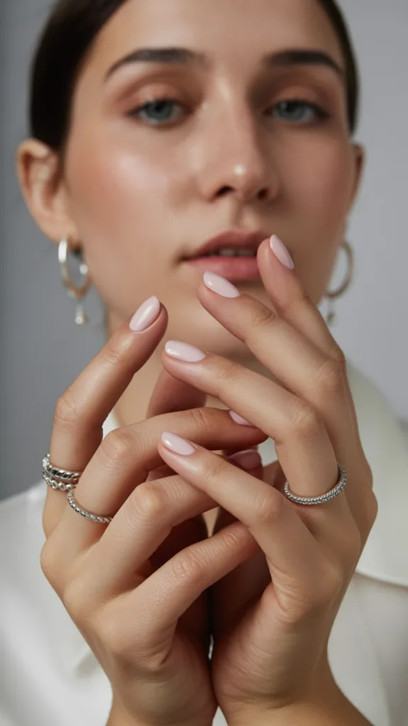 pasztell rózsaszín Orosz manikűr 2025